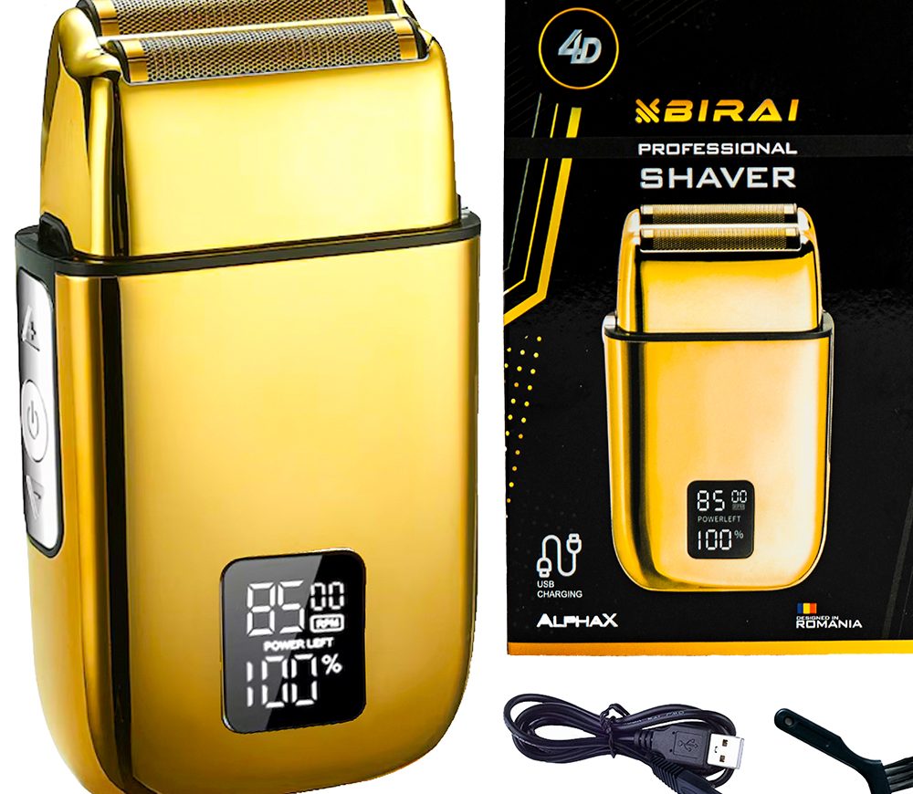 shaver profesional birai alphax gold aparat de ras electric 8500 rpm lame duble